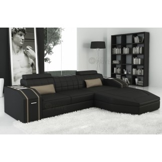 1er paiement pour la commande de Mr GABRIEL, Canapé d'angle en cuir italien 5 places ELSON, noir et beige, angle droit, au total
