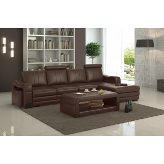 Canapé d'angle BELAGIO en cuir haut de gamme italien vachette Vénésetti Cuir Prestige luxe Chocolat Angle idem photo (angle droi