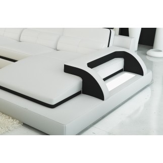 Canapé d'angle 6 places IBIZA, coloris blanc et noir, angle droit