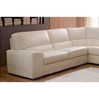 - Canapé d'angle BARSANO en cuir haut de gamme italien vachette. Cuir Prestige luxe. Ecru. Angle Gauche vu de face, 4/5 places