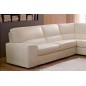 - Canapé d'angle BARSANO en cuir haut de gamme italien vachette. Cuir Prestige luxe. Ecru. Angle Gauche vu de face, 4/5 places