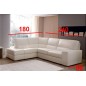 - Canapé d'angle BARSANO en cuir haut de gamme italien vachette. Cuir Prestige luxe. Ecru. Angle Gauche vu de face, 4/5 places