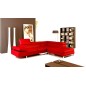 Canapé d'angle en cuir italien 5/6 places GEORGE, petit modèle, Rouge, angle droit