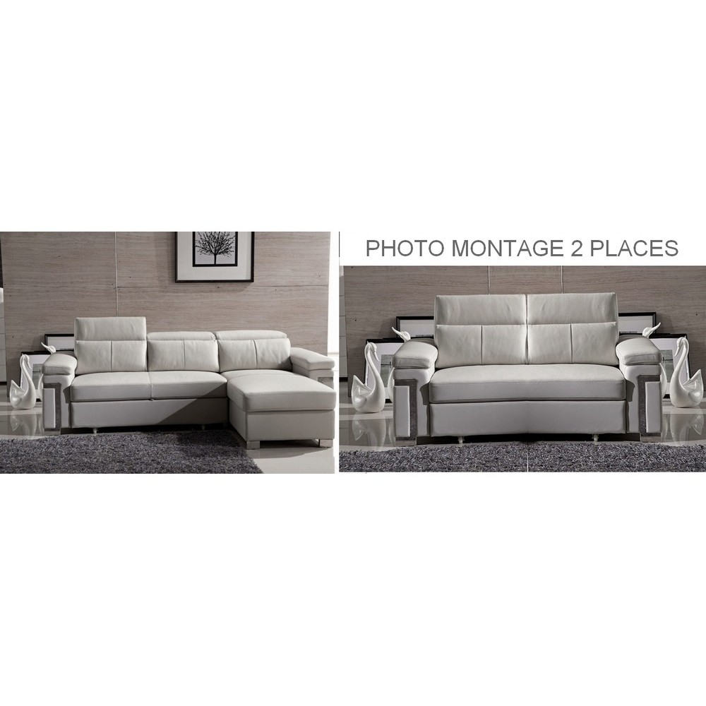1er paiement pour la commande Canapé d'angle convertible en cuir buffle italien 5 places, allure, blanc, angle droit et canapé 2