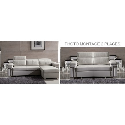 1er paiement pour la commande Canapé d'angle convertible en cuir buffle italien 5 places, allure, blanc, angle droit et canapé 2