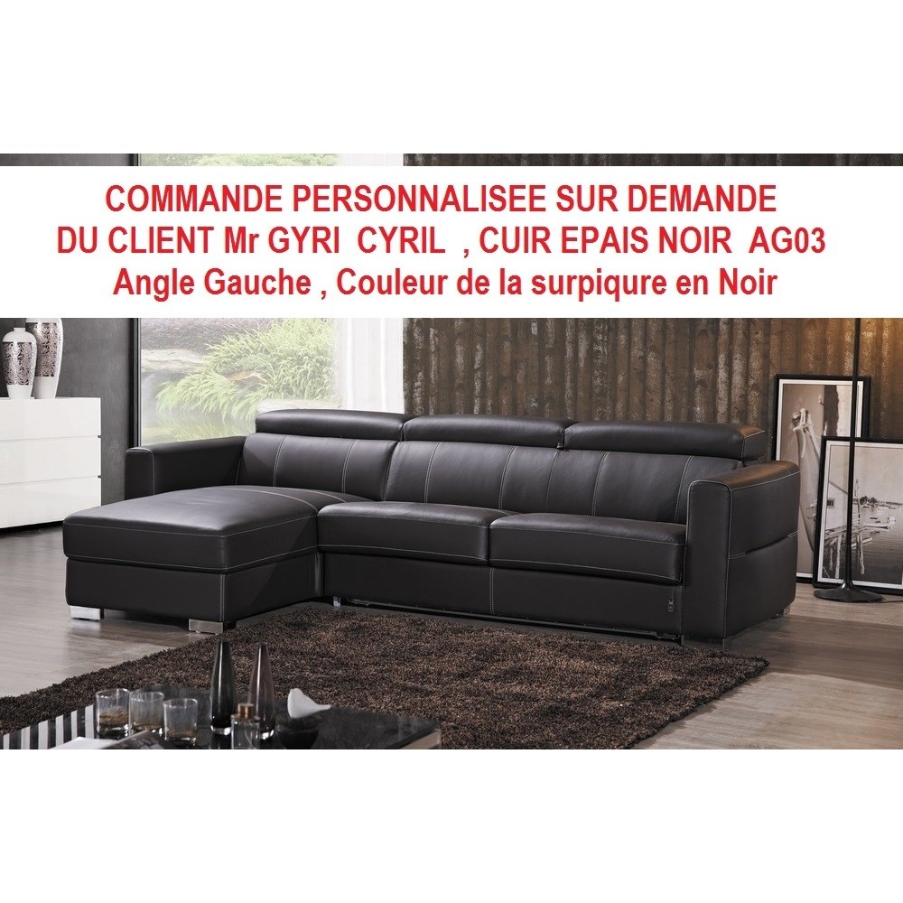COMMANDE PERSONNALISEE SUR DEMANDE DU CLIENT POUR LE Canapé d'angle convertible en cuir de buffle EPAIS italien de luxe 5 places