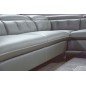 Canapé d'angle en cuir de buffle italien de luxe 5/6 places, VIDA, gris foncé et surpiqure blanche, angle droit