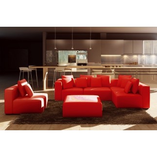Canapé modulable COMBINO CUIR PRESTIGE LUXE, ROUGE