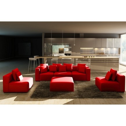 Canapé modulable COMBINO CUIR PRESTIGE LUXE, ROUGE
