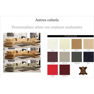 1er paiement commande de Mr thierry marie: Canapé d'angle en cuir italien 7/8 places star, couleur personnalisée, beige et choco