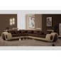 - Canapé d'angle en cuir italien 5/6 places PETIT EXCELIA, chocolat et beige, angle gauche