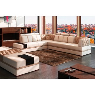 1er paiement commande de Mr Faidine Saindou ali, Canapé d'angle en cuir italien 6/7 places riva, blanc et beige, en 6x sans frai
