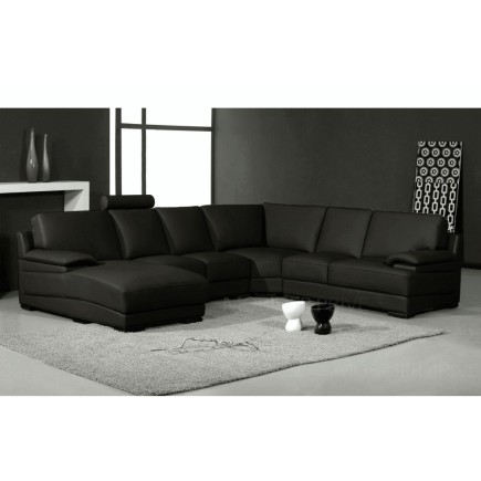 1er paiement de la commande de Mr gerard marques, Canapé d'angle en cuir italien 6/7 places mister, noir, angle droit, en 6x san