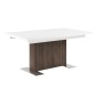 Très jolie table avec rallonge, BRICA, très brillante, extérieur recouvert d’une feuille en noyer