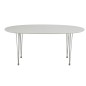Table à manger Carini, blanc, 2 extensions sur rail