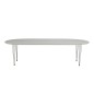 Table à manger Carini, blanc, 2 extensions sur rail