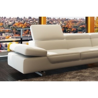 Canapé d'angle en cuir italien 5/6 places Petit GEORGE, blanc, angle droit