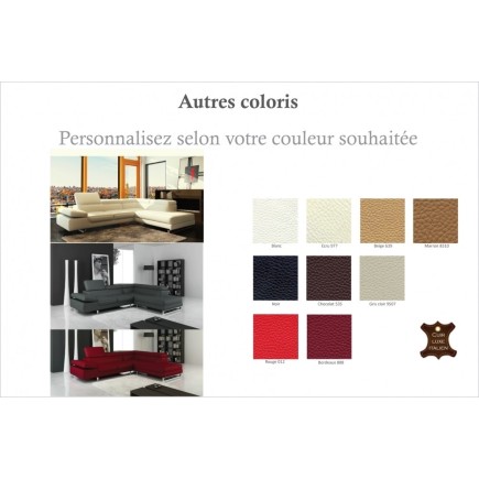 Canapé d'angle en cuir italien 5/6 places Petit GEORGE, couleur personnalisée, angle droit