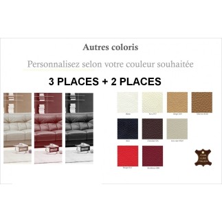 Ensemble OXFORD 2 pièces canapé 3 places + 2 places en cuir luxe italien vachette , couleur personnalisée