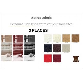 Canapé 3 places OXFORD en cuir luxe italien vachette, couleur personnalisée