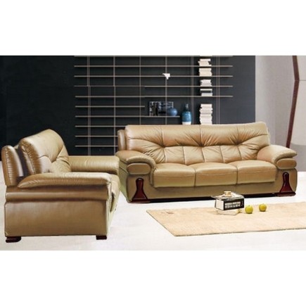 Ensemble OXFORD 2 pièces canapé 3 places + 2 places en cuir luxe italien vachette, beige
