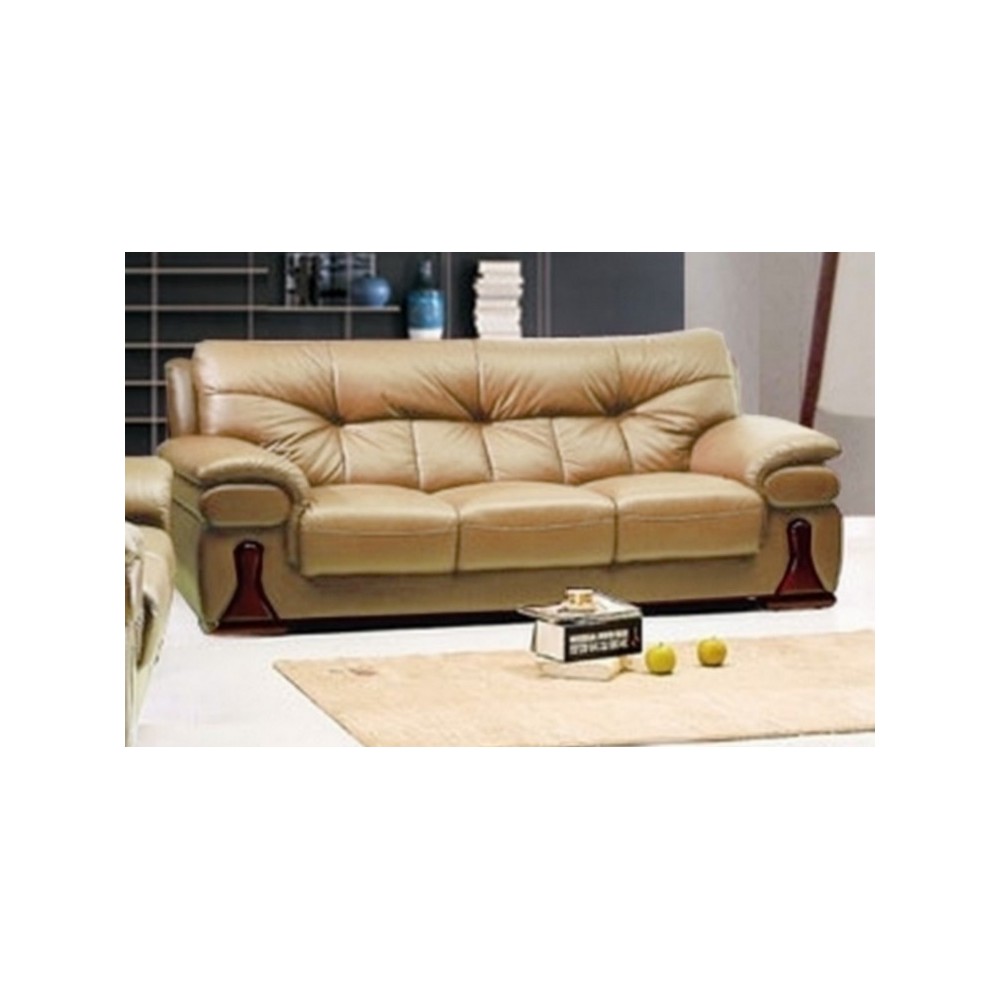 Canapé 3 pièces OXFORD en cuir luxe italien vachette, beige, 3 places