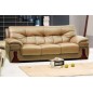Canapé 3 pièces OXFORD en cuir luxe italien vachette, beige, 3 places