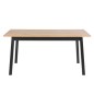 Grande table à manger CHARLENE, plaqué chêne sauvage, huilé, bicolore pied noir/ plateau bois