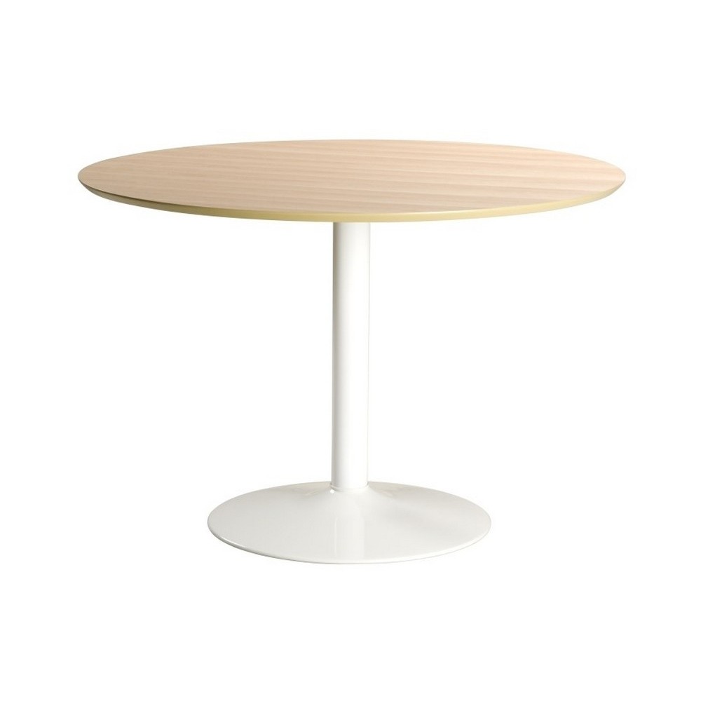 Table à manger ronde IBERI, plateau chêne sauvage, blanc