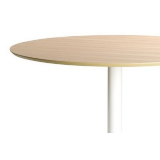 Table à manger ronde IBERI, plateau chêne sauvage, blanc