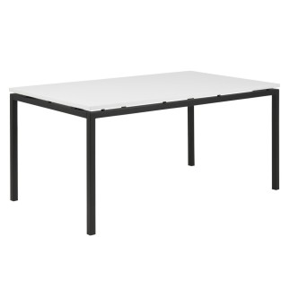 Table à manger KOZI, plateau blanc, blanc/noir