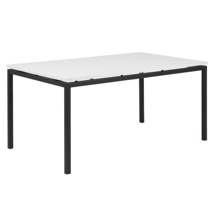 Table à manger KOZI, plateau blanc, blanc/noir