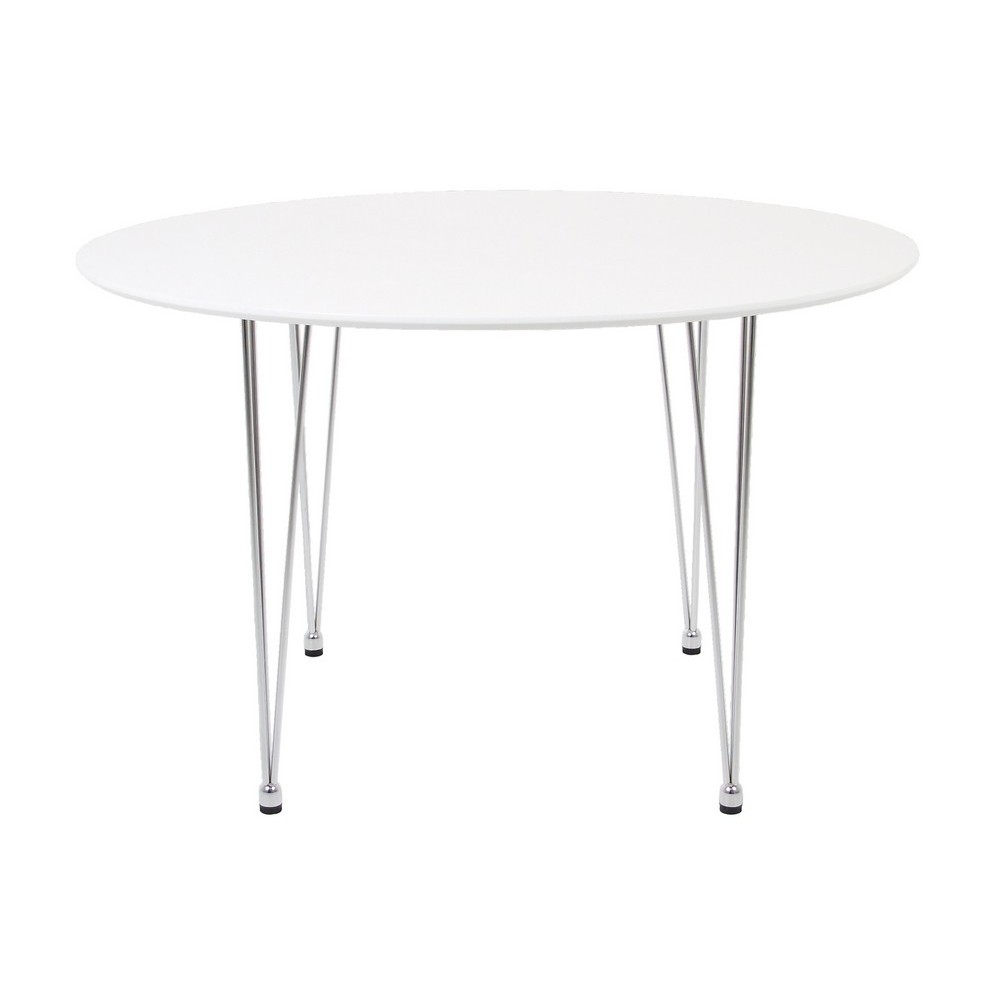 Table à manger ELENA, plateau en bois, laquée, blanc laqué