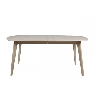Table à manger MANZONI, coins ronds, placage chêne, traité huile (sans rallonge). Modèle clair.