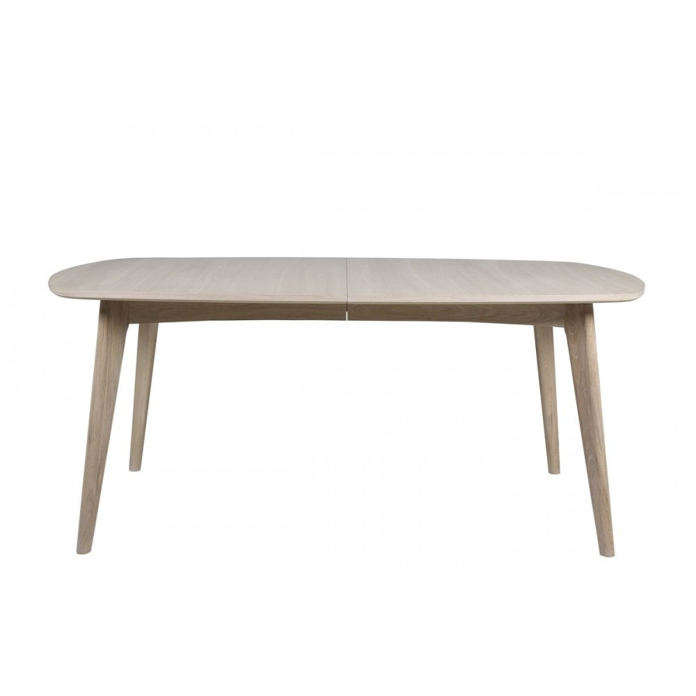 Table à manger MANZONI, coins ronds, placage chêne, traité huile (sans rallonge). Modèle clair, Bois
