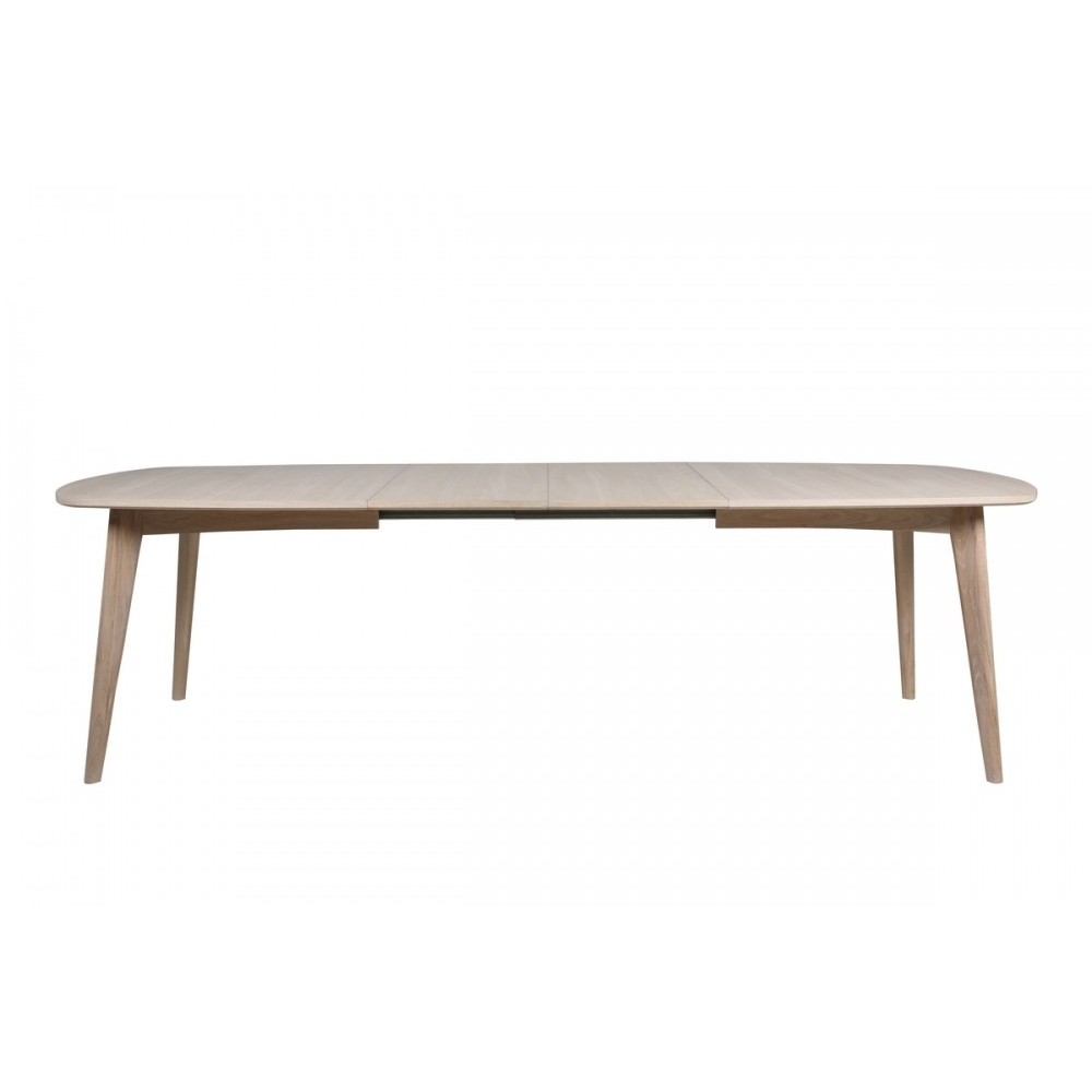 Table à manger MANZONI, coins ronds, placage chêne, traité huile AVEC rallonge. Modèle clair, Bois