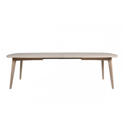 Table à manger MANZONI, coins ronds, placage chêne, traité huile AVEC rallonge. Modèle clair.