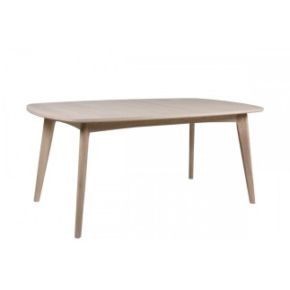 Table à manger MANZONI, coins ronds, placage chêne, traité huile AVEC rallonge. Modèle clair.