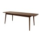 Table à manger MONA, bords débordants, placage noyer, avec rallonge, bois