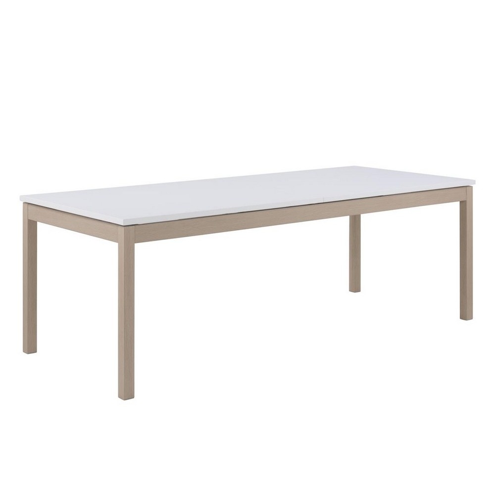 Table à manger MODO, rallonge débordante, blanc