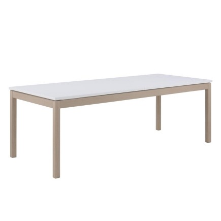 Table à manger MODO, rallonge débordante, blanc