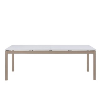 Table à manger MODO, rallonge débordante, blanc