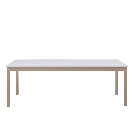 Table à manger MODO, rallonge débordante, blanc