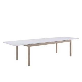 Table à manger MODO, rallonge débordante, blanc