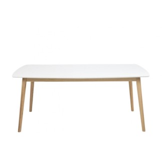 Table à manger NAMASKAR 180, bois laqué, plateau blanc
