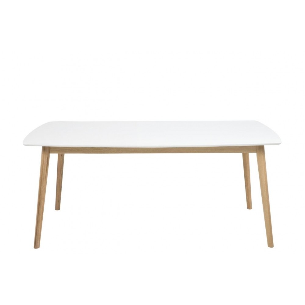 Table à manger NAMASKAR 180, bois laqué, plateau blanc