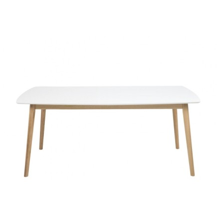 Table à manger NAMASKAR 180, bois laqué, plateau blanc