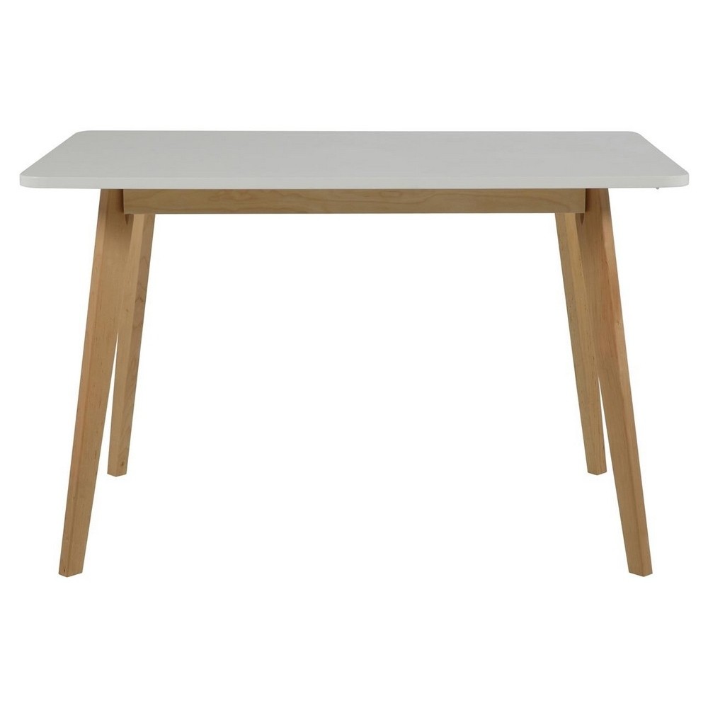 Table à manger ROSANNE, table et plateau en bois, Blanc/bois