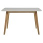 Table à manger ROSANNE, table et plateau en bois, Blanc/bois