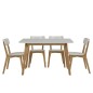 Table à manger ROSANNE, table et plateau en bois, Blanc/bois